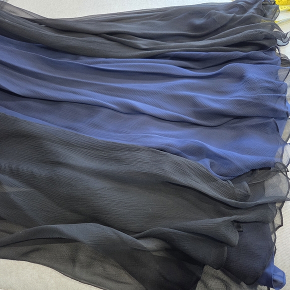 Heidi Weisel Navy Black Deep V Layered Silk Chiffon Gown GUC Formal Wedding 6 - Picture 6 of 16